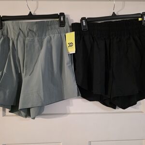 Womens ALL IN MOTION Athletic Shorts Bundle — Black and Sage MEDIUM